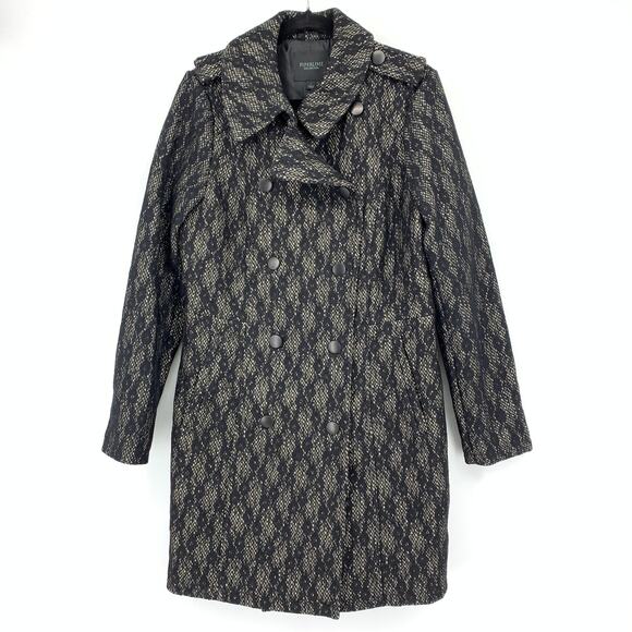 Piperlime Collection Lace Print Overcoat Womens Size Large Black Gray NEW - Picture 1 of 7